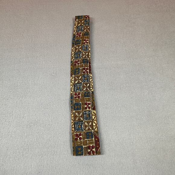 Vintage Ernst Mens Tie Green Geometrical Square End Corporate Academia Necktie - Picture 7 of 7